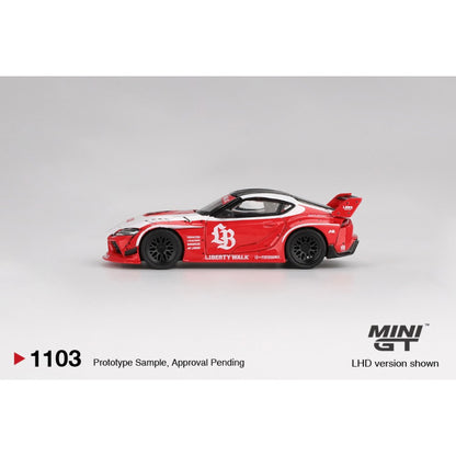 LB Works Toyota GR Supra Red / White (LHD) Blister Packaging 1:64 Mini GT Model Car (MGT01103-BL)