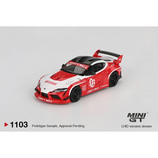PRE ORDER STOCKS DUE JANUARY / FEBRUARY 2026 1:64 MINI GT MGT01103-L LB WORKS TOYOTA GR SUPRA RED/WHITE (LHD)