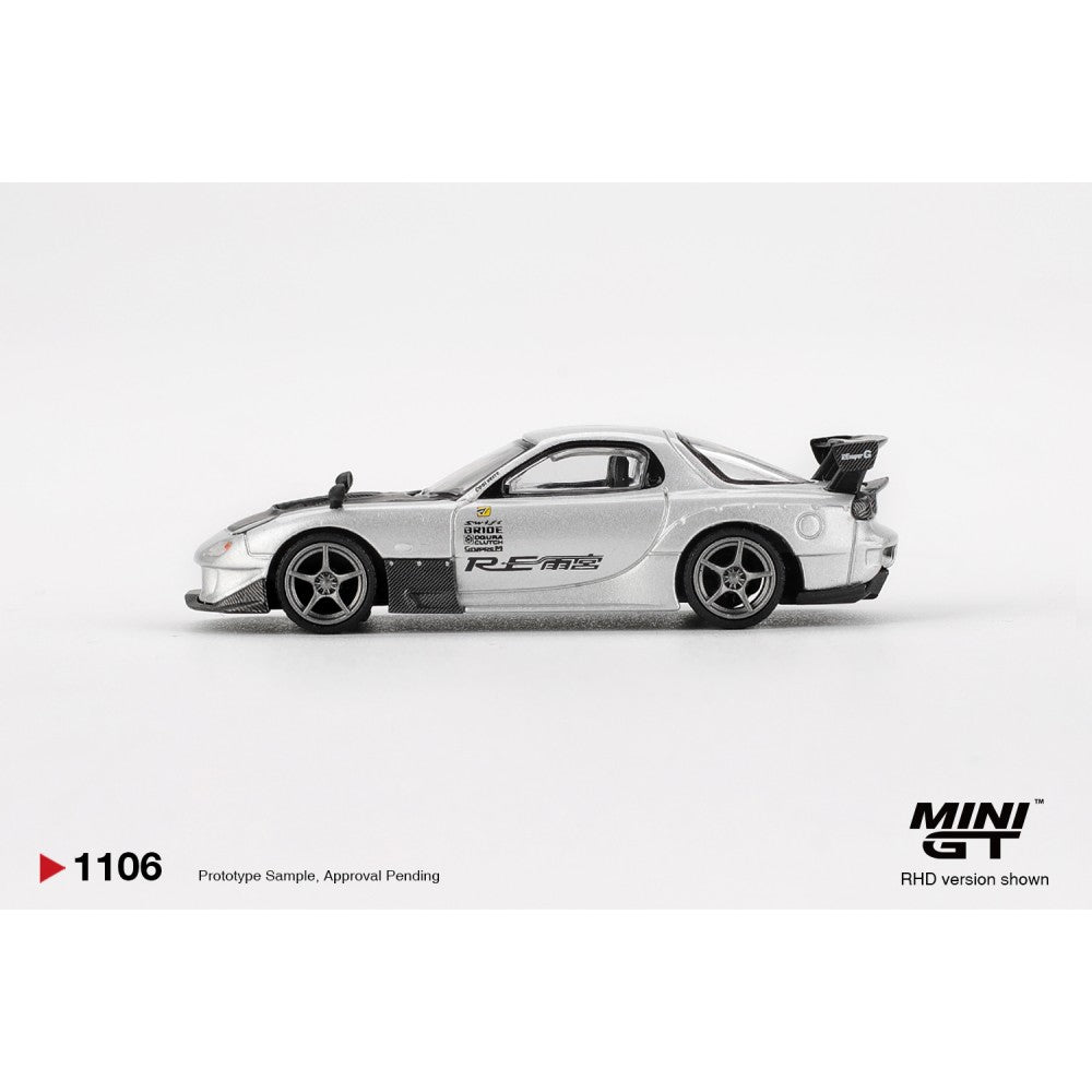 Mazda RX-7 Re-Amemiya Silver Metallic (LHD) 1:64 Mini GT Model Car (MGT01106-L)
