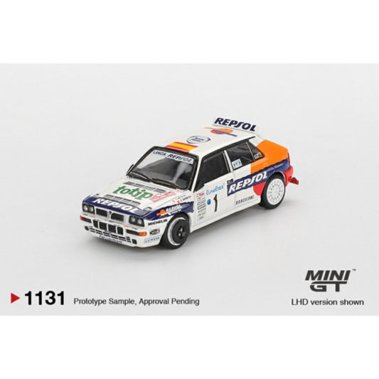 PRE ORDER STOCKS DUE FEBRUARY / MARCH 2026 1:64 MINI GT MGT01131-L LANICA DELTA HF INTEGRALE EVOLUZIONE NO.1 1993 RALLYE MONTE-CARLO (LHD)