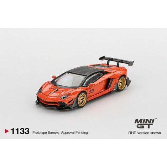 PRE ORDER STOCKS DUE FEBRUARY / MARCH 2026 1:64 MINI GT MGT01133-BL LB WORKS LAMBORGHINI AVENTADOR LIMITED EDITION ORANGE MDX 2025 (RHD) (BLISTER PACKAGING)