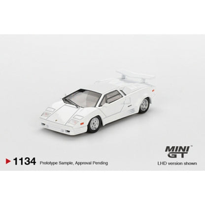 Lamborghini Countach 25TH Anniversary White (LHD) Blister Packaging 1:64 Mini GT Model Car (MGT01134-BL)