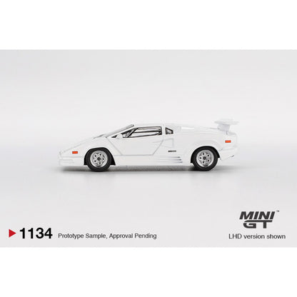 Lamborghini Countach 25TH Anniversary White (LHD) Blister Packaging 1:64 Mini GT Model Car (MGT01134-BL)