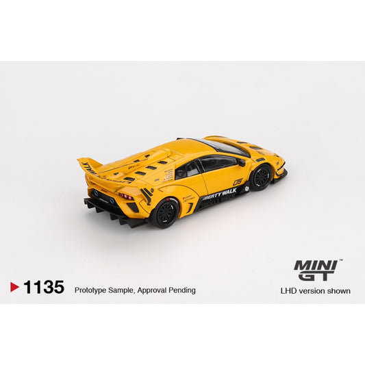 LB-Silhouette Works Lamborghini Murciélago GT EVO Yellow (LHD) Blister Packaging 1:64 Mini GT Model Car (MGT01135-BL)