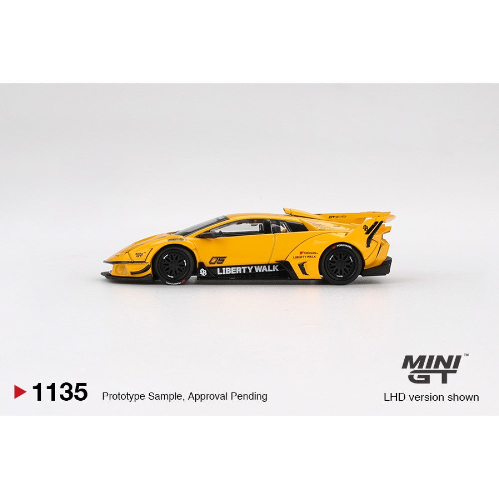 LB-Silhouette Works Lamborghini Murciélago GT EVO Yellow (LHD) Blister Packaging 1:64 Mini GT Model Car (MGT01135-BL)