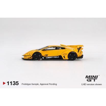 LB-Silhouette Works Lamborghini Murciélago GT EVO Yellow (LHD) Blister Packaging 1:64 Mini GT Model Car (MGT01135-BL)
