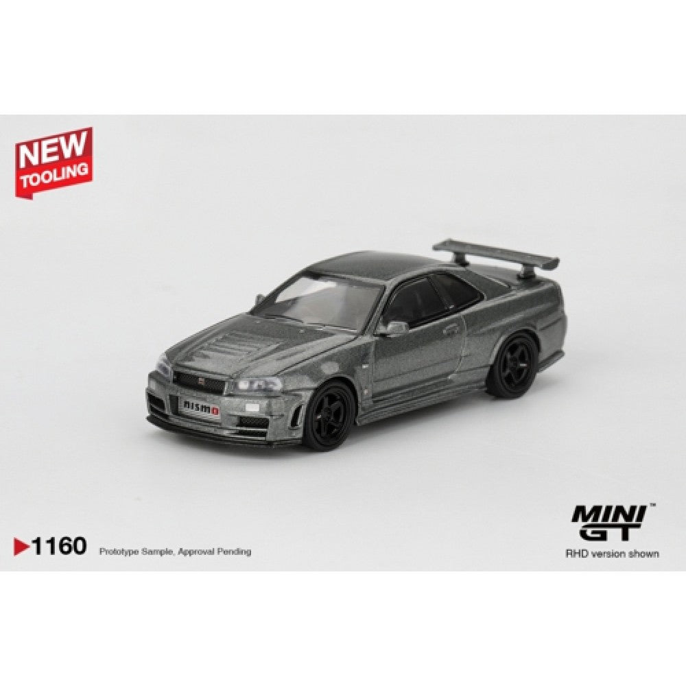 Pre-Order - 1:64 MINI GT Nissan Skyline GT-R Dark Metal Grey (Nismo BNR34 CRS Version) (Rhd) Blister Packaging MGT01160-BL Stocks Due Jun / Jul 2026