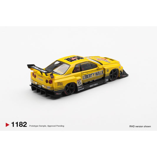 Pre-Order – Nissan LB-ER34 Super Silhouette Skyline Sport Yellow (RHD) MGT01182-R Stocks Due Oct / Nov 2026 1:64 Mini GT Diecast Model Stocks Due Oct / Nov 2026