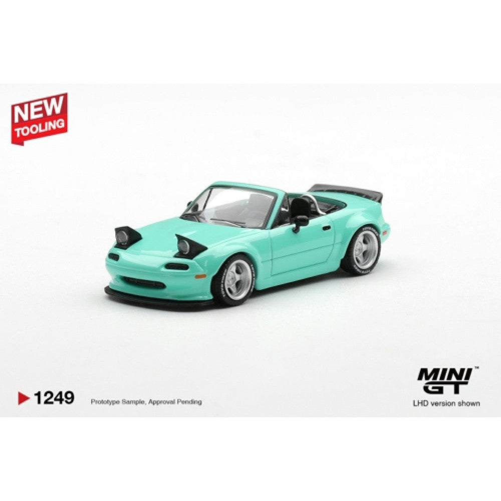 Pre-Order – Mazda MX-5 (NA) Pandem Mint Green (LHD) Blister Packaging 1:64 Mini GT Model Car (MGT01249-BL) Stocks Due Mar / Apr 2027