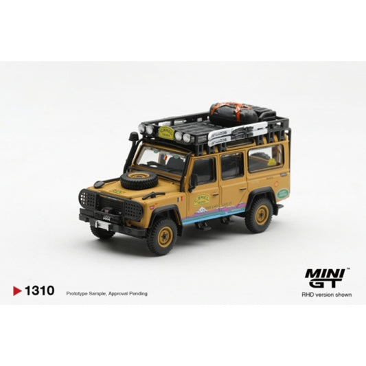 Pre-Order – Land Rover Defender 110 1998 Camel Trophy Tierra Del Fuego Ct.36 Romania (RHD) MGT01310-R Stocks Due Jan / Feb 2027 1:64 Mini GT Diecast Model Stocks Due Jan / Feb 2027