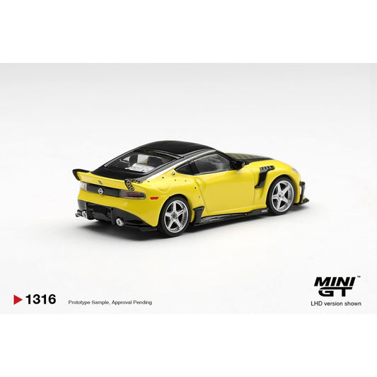 Pre-Order – Nissan Z Veilside FFZ400 Ikazuchi Yellow (LHD) Blister Packaging 1:64 Mini GT Model (MGT01316-BL) Stocks Due Mar / Apr 2027