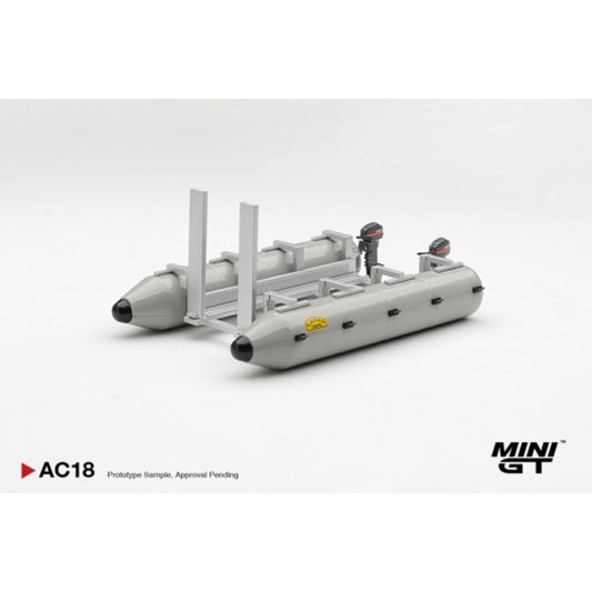 Pre-Order – Camel Trophy Pontoon Raft (Plastic and Alloy) MGTAC18 Stocks Due Jan / Feb 2027 1:64 Mini GT Diecast Model Stocks Due Jan / Feb 2027