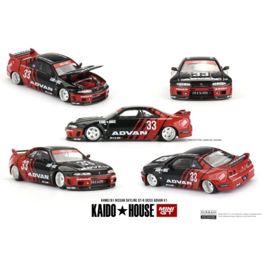 PRE ORDER STOCKS DUE NOVEMBER / DECEMBER 2025 1/64 MINI GT MGTKHMG191 NISSAN SKYLINE GT-R (R33) KAIDO WORKS ADVAN