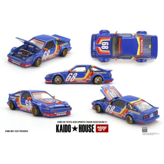 PRE ORDER STOCKS DUE NOVEMBER / DECEMBER 2025 1:64 MINI GT MGTKHMG196 TOYOTA AE86 SPRINTER TRUENO KAIDO RACING V1