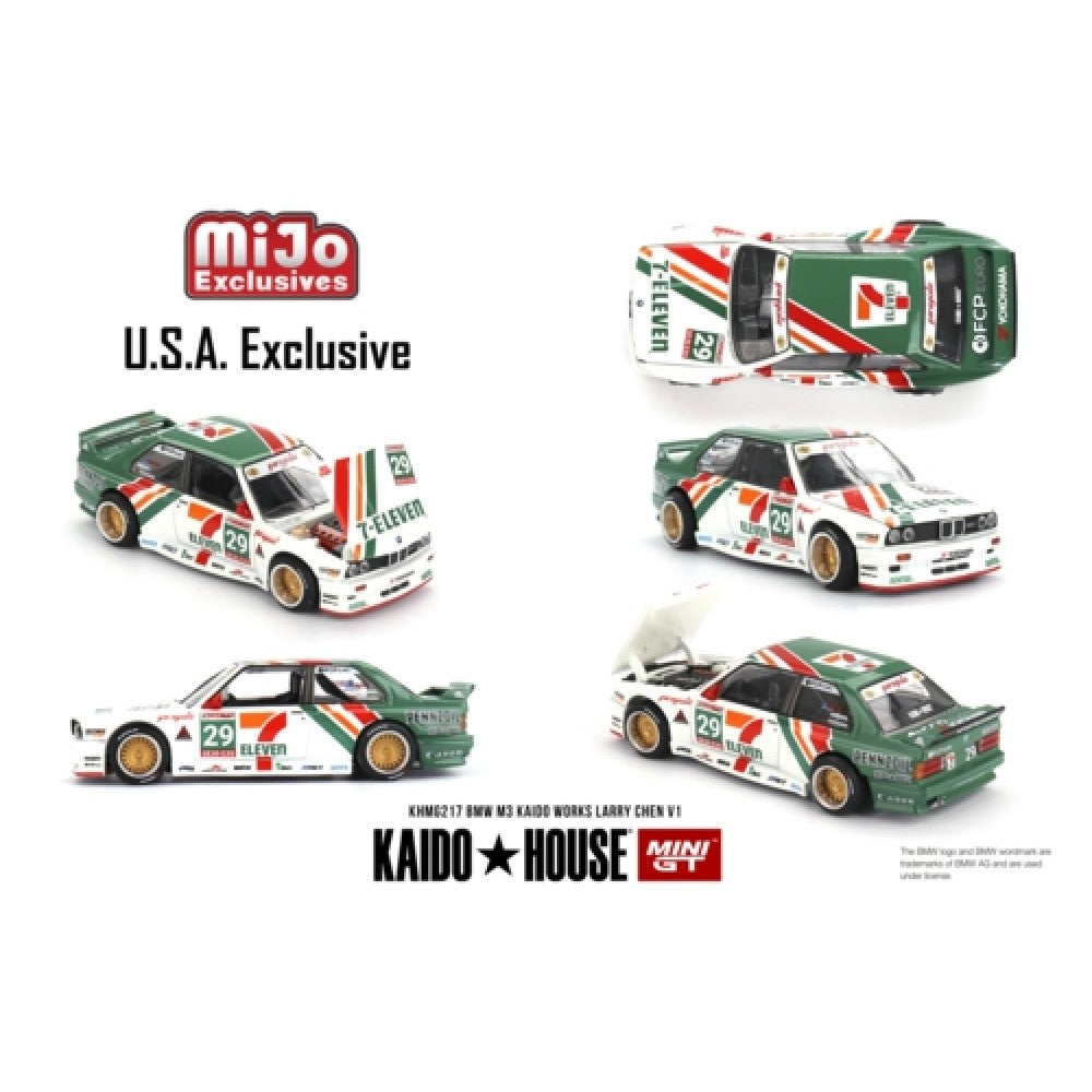 BMW M3 Kaido Works Larry Chen V1 USA Mijo Exclusive 1:64 Mini GT Model Car