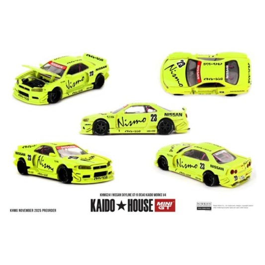Pre-Order - 1:64 MINI GT Nissan Skyline GT-R (R34) Kaido Works V4 MGTKHMG241 Stocks Due Jun / Jul 2026