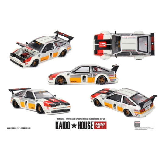 Pre-Order – Toyota AE86 Sprinter Trueno Kaido Racing Dev V1 1:64 Mini GT Model Car (MGTKHMG268) Stocks Due Dec 2026 / Jan 2027