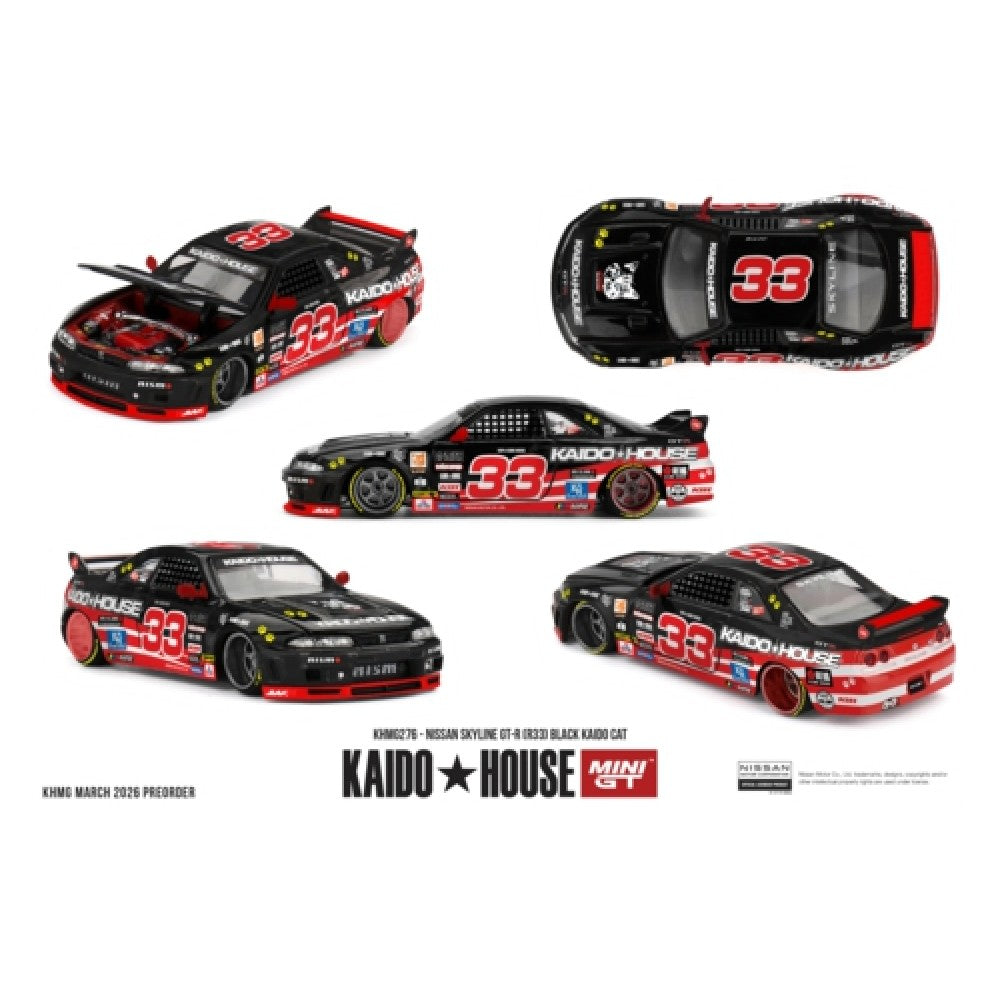 Pre-Order – Nissan Skyline GT-R (R33) Black Kaido Cat 1:64 Mini GT Model Car (MGTKHMG276) Stocks Due Oct / Nov 2026