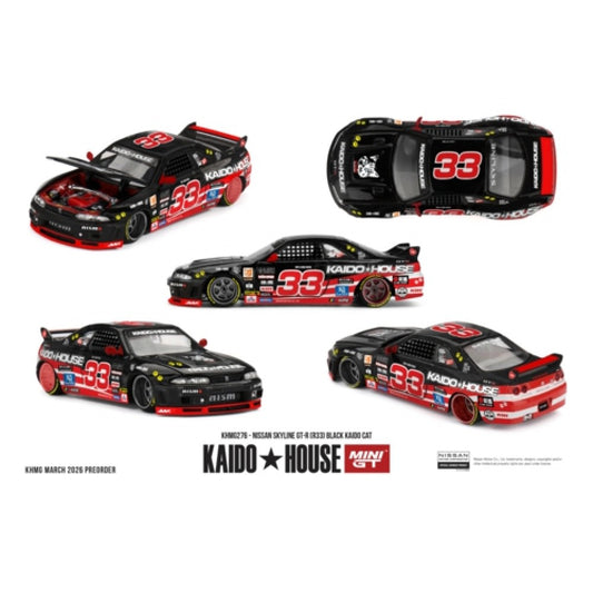 Pre-Order – Nissan Skyline GT-R (R33) Black Kaido Cat MGTKHMG276 Stocks Due Oct / Nov 2026 1:64 Mini GT Diecast Model Stocks Due Oct / Nov 2026