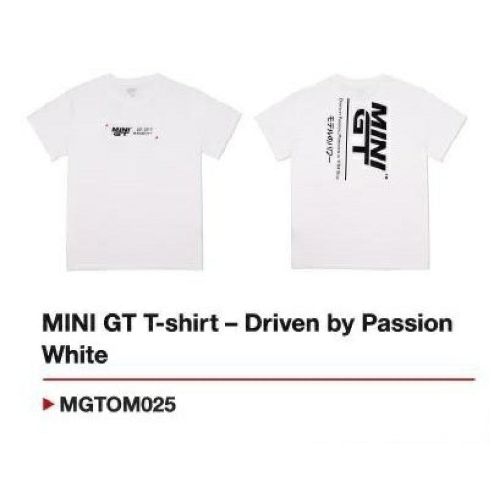 Available to Order – T-shirt - Driven by Passion White - M Mini GT Model (MGTOM025-M)