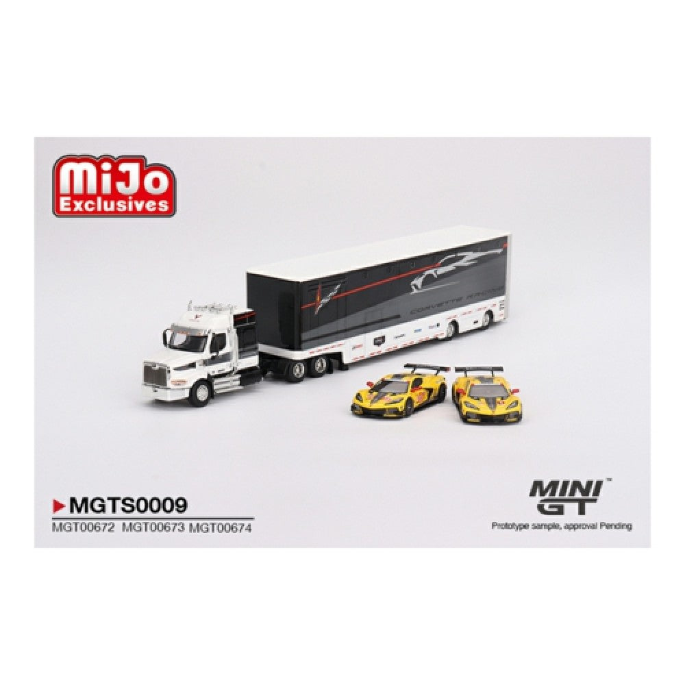 Available To Order – Chevrolet Corvette C8.r Transport Set Mijo Exlcusive 1:64 Mini GT Model (MGTS0009)