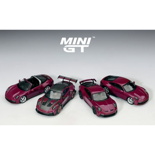 Pre-Order - 1:64 MINI GT Porsche 911 (992.1) Rubystone Red Set (Lhd) MGTS0021 Stocks Due Nov / Dec 2026