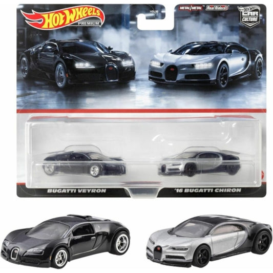 THIS ITEM IS AVAILABLE TO ORDER FROM OUR SUPPLIER - 1:64 MHWHBL96-HKF52 HOTWHEELS PREMIUM 2 PACK BUGATTI VEYRON AND '16 BUGATTI CHIRON