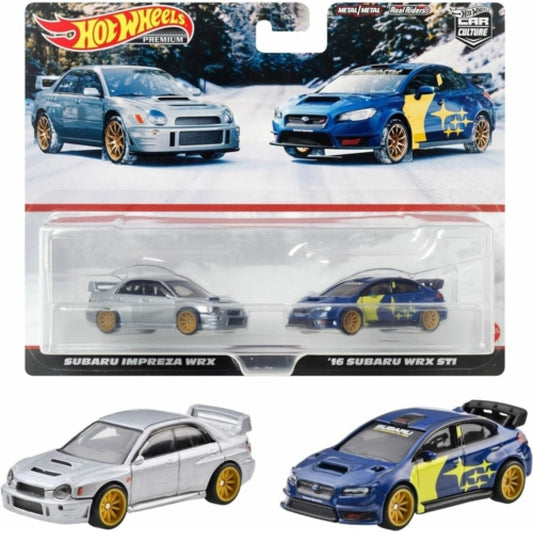 THIS ITEM IS AVAILABLE TO ORDER FROM OUR SUPPLIER - 1:64 HOTWHEELS MHWHBL96-HKF60 PREMIUM 2 PACK SUBARU IMPREZA WRX AND '16 SUBARU WRX STI