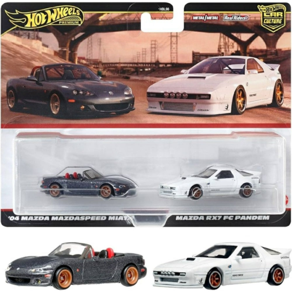 Available to Order – Hot Wheels 2 Pack '04 Mazda Mazdaspeed Miata and Mazda RX7 Fc Pandem and '93 Ford Escort RS Cosworth Mattel Toys Model (MHWHBL96-HRR75)