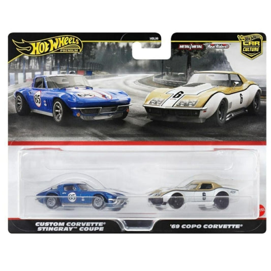 Available to Order – Hot Wheels 2 Pack Custom Corvette Singray Coupe and '68 Copo Corvette Mattel Toys Model (MHWHBL96-HRR80)