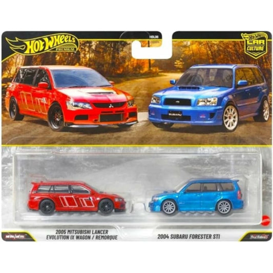Available To Order – MHWHBL96-JHW46 - HOT WHEELS 2 PACK MITSUBISHI EVO WAGON AND SUBARU FORESTER MATTEL TOYS Model (MHWHBL96-JHW46)