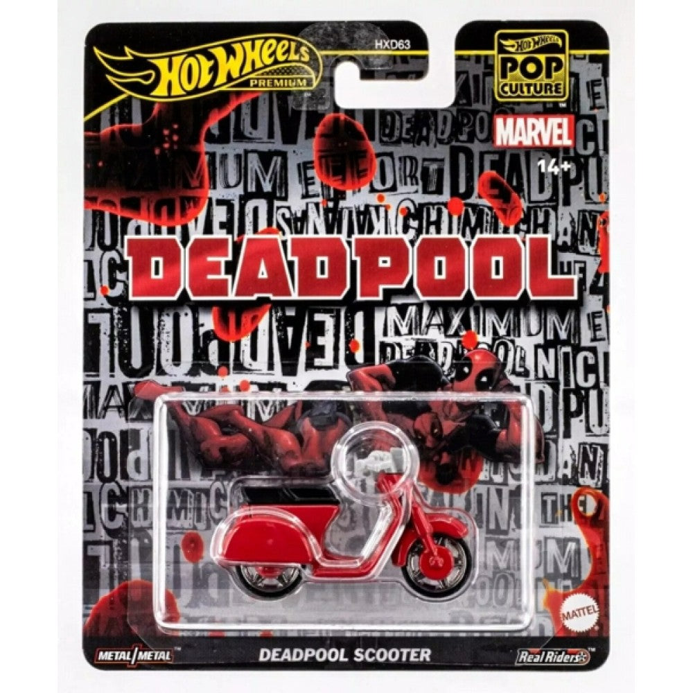 Available to Order – MHWHXD63-JBL70 HOT WHEELS POP CULTURE DEADPOOL SCOOTER (MHWHXD63-JBL70)