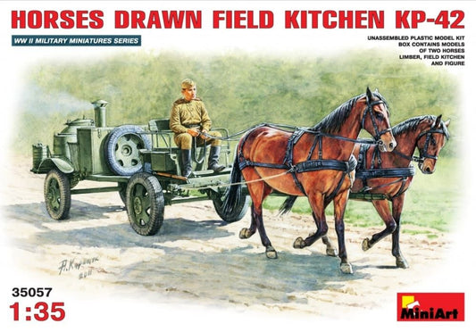 Soviet Field Kitchen with Horses 1:35 Miniart Model