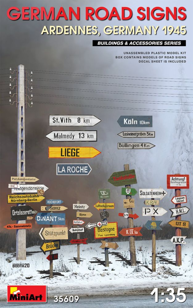 German Road Signs WWII (Ardennes, 1945) 1:35 Miniart Model