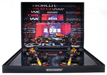 Available To Order – 2-Car-Set - Red Bull Rb19 2023, M. Verstappen, Qatar WC 1:18 Minichamps Model (MIN 112 231801)