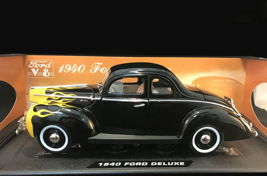 Available To Order – Ford Deluxe 1940 - Black/ Flames 1:18 (MMX 73108KF)