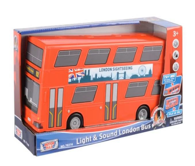 Light & Sound Pull Back London Bus 12" – diecast model