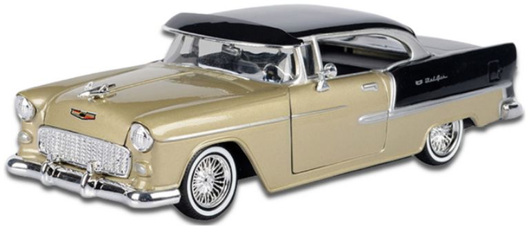 Chevy Bel Air Coupe 1955 Gold/Black 'Get Low' 1:24 – diecast model