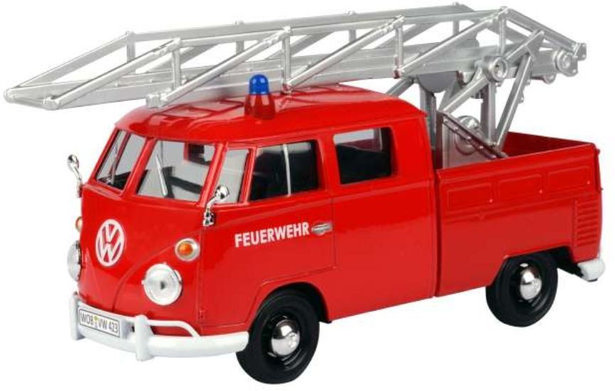 Volkswagen Type 2 (T1) Fire Truck with Aerial Ladder Red 1:24 – diecast model
