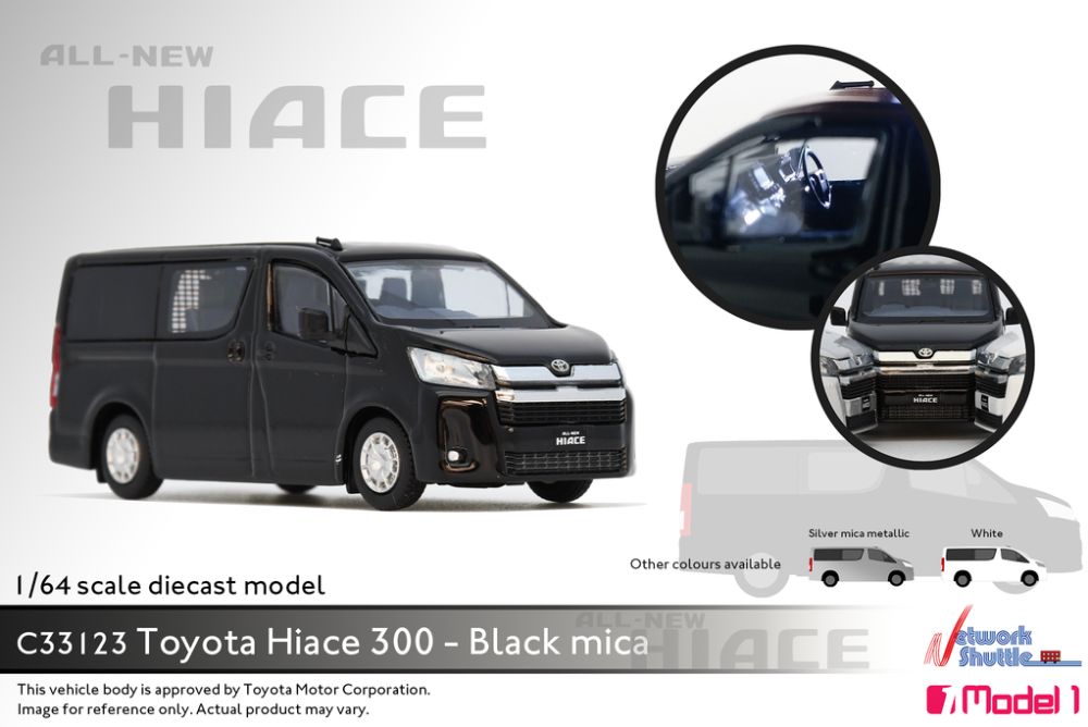 Available to Order – Toyota Hiace 300 Black Mica 1:64 (MOO 33123C)