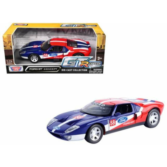 Available to Order – Ford Gt Concept Gt Racing Blue Red and White No.58 1:24 MotorMax Model (MTX73799)