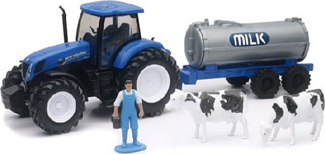 Available to Order – New Holland T7.270 w/Milk Trailer, Farmer & Cows 1:32 (NEW 05523A)