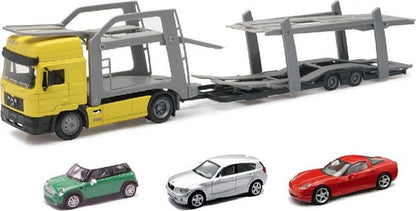 Available to Order – MAN F2000 Twin Car Transporter w/Mini Cooper, BMW 1 Series, Chevrolet Coupe 1:43 (NEW 15865)