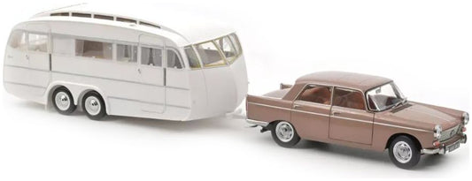 Available to Order – Peugeot 404 1965 Brown Metallic w/Caravan Henon 1:18 Norev Model (NOV 184837)