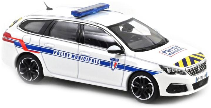 Peugeot 308 SW Police Municipale Blue w/Yellow Striping 2018 1:43 Norev Model