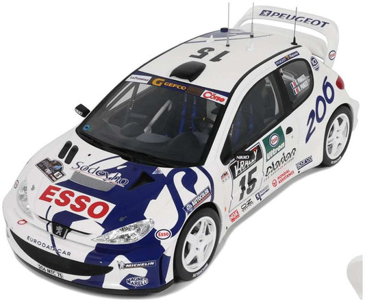Available To Order – Peugeot 206 WRC White Tour De Corse 1999 1:12 Otto Mobile Club Model (OTT G081)
