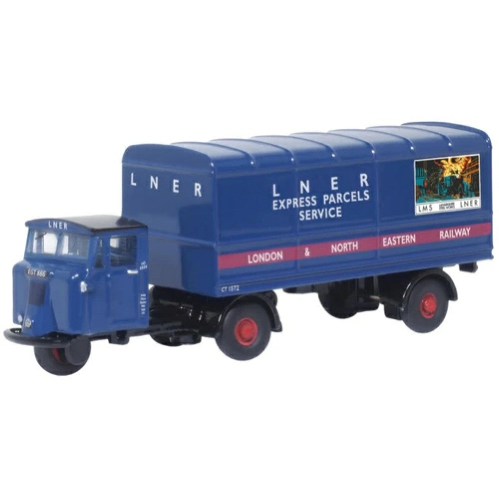 Available to Order – Scammell Mechanical Horse Van Trailer Lner 1:120 Oxford Diecast Model (OX120MH004)