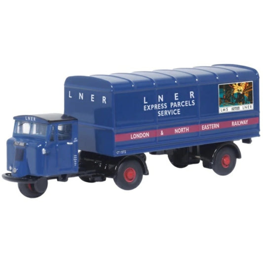 Available to Order – Scammell Mechanical Horse Van Trailer Lner 1:120 Oxford Diecast Model (OX120MH004)