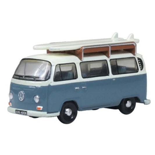 Available to Order – VW T2 Bus/surfboards Fiord Blue/arcona White 1:120 Oxford Diecast Model (OX120VW003)