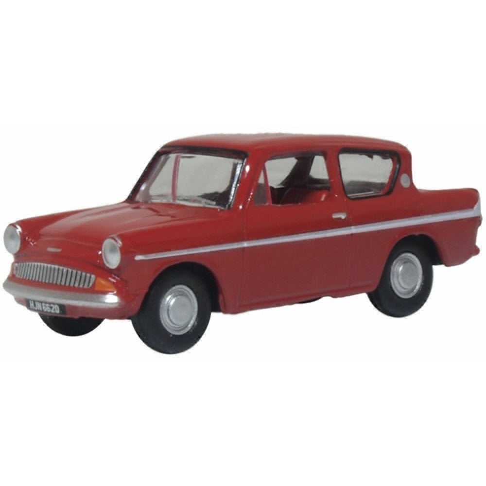OX76105012 - 1:76 Ford Anglia Monaco Red Oxford Diecast Model